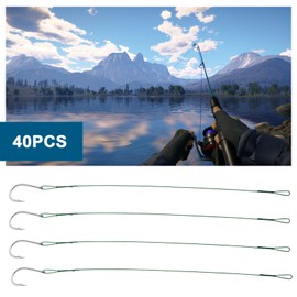 LT Easiyl 40PCS Fishing Hooks with Barbed Hooks Length 200mm Carbon Steel Offset Worm Hooks for Freshwater Saltwater Fish Tracking Fishing Lure Wire Leader Rigs