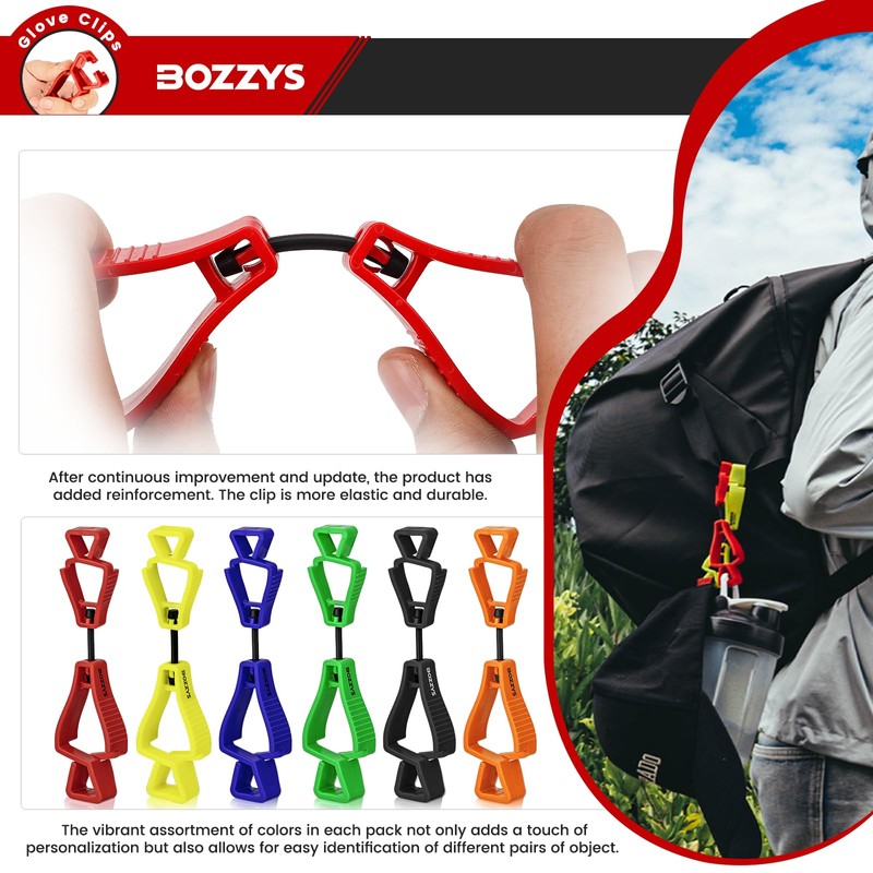 BOZZYS Glove Clips For Work Glove Holders,6 Pack Yellow Grabber