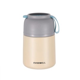 EVODWELL Vacuum Insulated Food Jar, Wide Mouth 18oz Soup Thermo With Folding Spoon - Thermal Lunch Lunchbox Leak Proof Stainless Steel Thermos, For Hot Food Keep 12H And Cold 24H Braised Food, Perfect For Travel Car School On-the-Go - Color: white