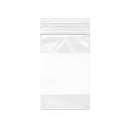 Dazzling Displays 100-Pack 2 Mil Transparent Small Plastic Clear Resealable Poly Bags (3 x 4 Inch) with Writable White Block - Ideal for tiny items like beads, jewelry, and other small parts.