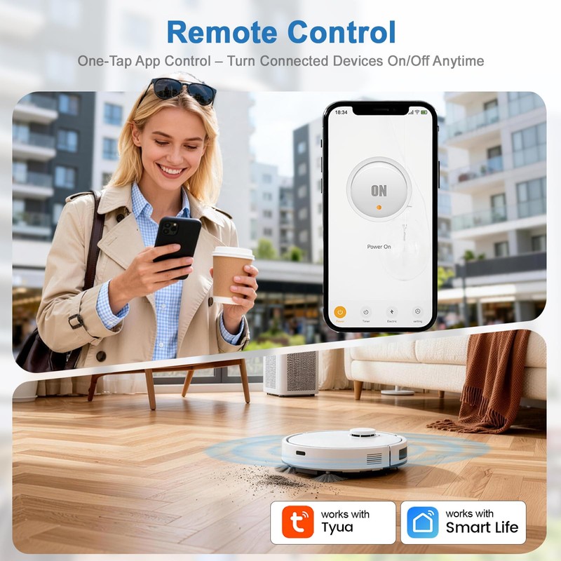 QUEENWEN 13A Smart Plug UK with Energy Monitoring, Smart Socket