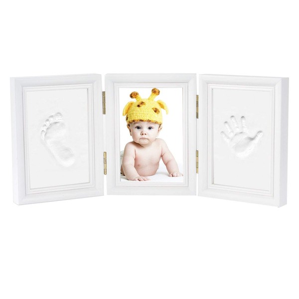 Newlemo Plaster Cast Baby Hand and Foot Baby Print Set Picture Frame - Baby Handprint and Footprint Baby DIY Set Frame for Baby Gift (3 Pieces, White)