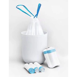 Small Trash Bags, 1.2 Gallon Auto shrink 60 Counts Garbage Bags, White