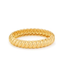 WOWORAMA Gold Chunky Bangles Bracelet for Women Twisted Spiraled Oval Bangle Bracelet Polished Gold Statement Hinged Cuff Bangle Trendy Jewelry
