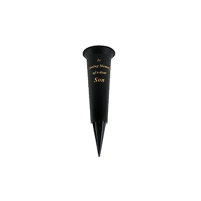 Black In Loving Memory Son Spiked Memorial Grave Flower Vase