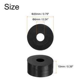 QUARKZMAN Pack of 36 Rubber Washers Rubber Spacer 20 mm Outer Diameter 6 mm Inner Diameter 10 mm Height Round Antivibration Spacer Rubber Bushings Grommets Thick Rubber Washers for Car Accessories