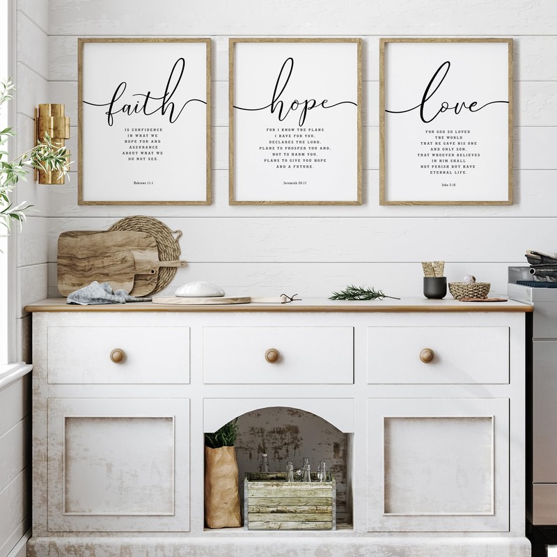 Houmury Set of 3 Framed Farmhouse Bible Verses Wall Decor