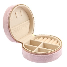 Casiwaft Small Travel Jewellery Box Velvet Small Jewellery Box Organiser for Girls Women Mini Jewellery Organiser Storage for Rings Earrings Necklace Bracelets Pink