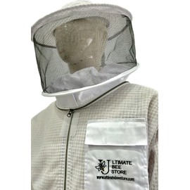 Ultimate Bee Store Highly Ventilated Bee Jacket Beekeepers 3 Layer Premium Beekeeping Jacket Fully Protection Apiarist Jacket for Men & Women with Pair of Gloves (White Round Veil, 3XL)