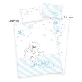 Herding baby best bed linen set, with “Kleiner Lieblingsmensch”, favourite person print (German language), cotton