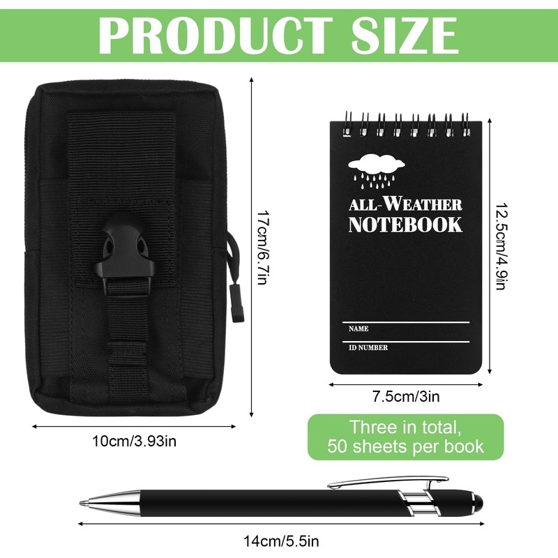 HAOWANWW 5 Pcs Waterproof Notepad Pen Set Waterproof Notebook Mini
