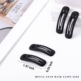 Cptots 20 PCS Small Rectangle Hair Barrettes For Women Non Slips Snap Clips For Thin Fine Hair,Matte Black,1.97 x 0.55Inch