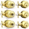Probrico Polished Brass Entry Door Knob Lock Set and Single