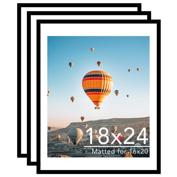 JCJMY 18x24 Picture Frame Set of 3 with 16x20 Mat,