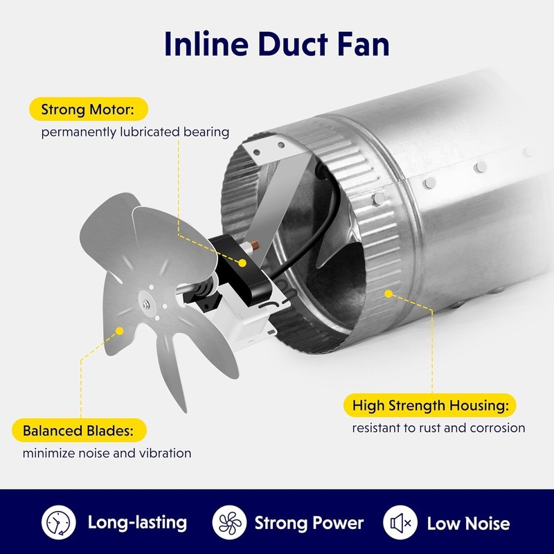 iPower 4 Inch 100 CFM Inline Duct Fan with Low