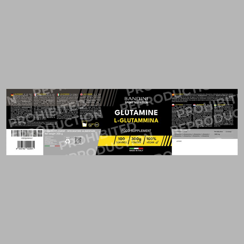 Bandini® Pure L-Glutamine Powder, High Strength & Flavourless, Essential Amino