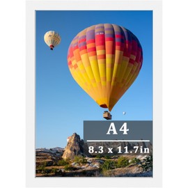 A4 Frame Picture Frames Wooden Photo Frame with Stand Tabletop or Wall Hanging Wall Mount 21 x 29.7cm For Poster Frame Desk Certificate Displaying (White)