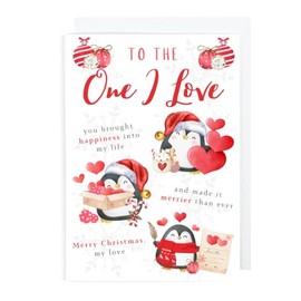 Second Ave One I Love Romantic Love Penguin Christmas Xmas Holiday Festive Greetings Card