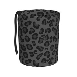 LOPIOIO Car Trash Can, Black Leopard Cheetah Design Hanging Foldable Car Trash Bag, Waterproof Leakproof Small Garbage Bin, Car Interior Organizer Accessories