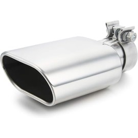 Square Exhaust Tip 3" Inlet, Coating Rectangle Exhaust Tailpipe Tip 3" x 5.5" Outlet 9.5" Long, Clamp on Design（silver）