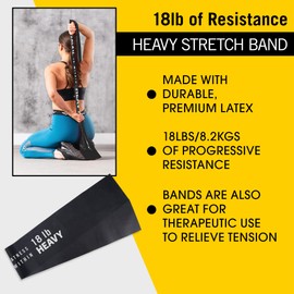 Everlast FIT Heavy Exercise Stretch Band for Stretching, Flexibility, Pilates, Yoga, Ballet, Gymnastics and Rehabilitation. (Black, 18lb)