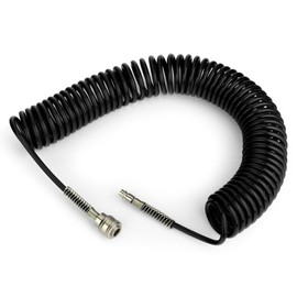 TAILONZ PNEUMATIC Black 10M PU Air Spiral Hose with 8 mm Outer Diameter (with Quick Coupling and Plug Nipple, PU Hose Material)