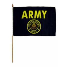 12x18 12"x18" Army Crest Seal Stick Flag wood staff