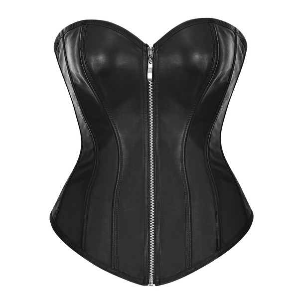 Bslingerie Ladies’ Faux Leather Bustier Corset Corsage - 4xl