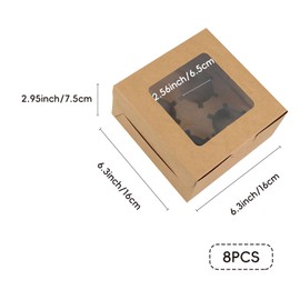 Yucenora 8 Sets Cupcake Boxes with Window, 4 Count Cupcake Containers for Birthday Party Bakery Supplies (Brown)