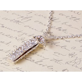 Alilang Clear Crystal Rhinestone Eggplant Faux Pearl Peas Pod Pendant Necklace