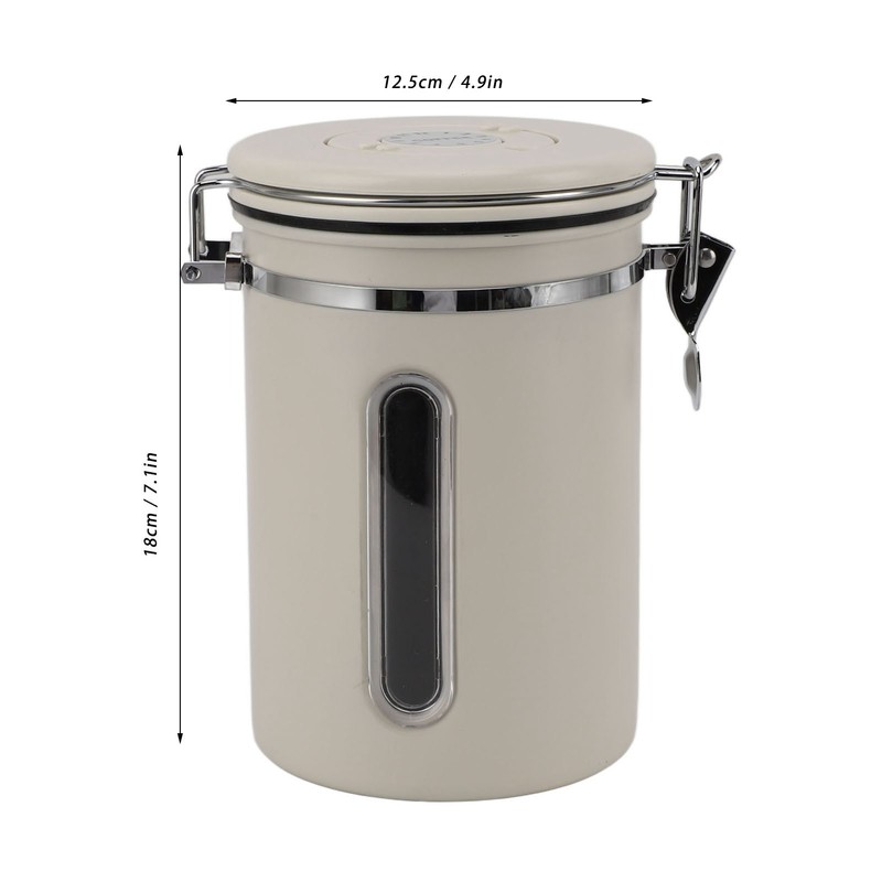 Coffee Canister 1800ml 304 Stainless Steel Window Design One Way