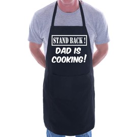 Print4U Stand Back Dad Is Cooking Fathers Day BBQ Cooking Novelty Apron Black