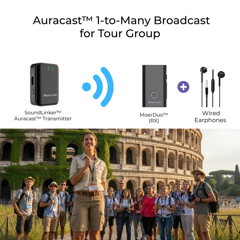 MoerDuo Auracast Audio Transceiver – 2-in-1 Wireless Transmit & Receive