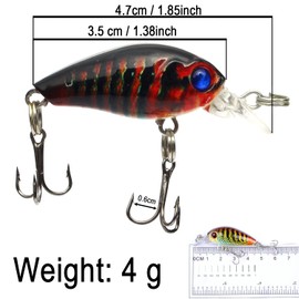 MMSGA Wobbler Fishing Lure, Artificial Bait with Hooks, Hard Bait, Three Hooks, Realistic 3D Eyes, Floating Bionic Fishing Lure for Sea Fishing and Fishing in the Lake, Pack of 6 with Fishing Box