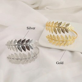 Resweky Oberarm Manschette Armband Blatt Oberarmband verstellbar offenen Arm Manschette Vintage afrikanischer Armband Schmuck für Frauen (gold)