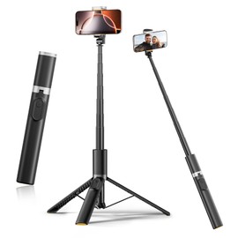 Moman Selfie Stick Stativ, IST01 Tragbar Stativ Handyhalter 153CM Aluminium Handy Stativ Ständer Selfie Stange für Smartphones, 360° Drehbar All in 1 Selfiestick