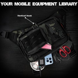 NewBEP Outdoor Sports Chest Bag for Men - Tactical Vest Chest Bags, Ideal Running Pack with Chest Pack Design (Black Camouflage)