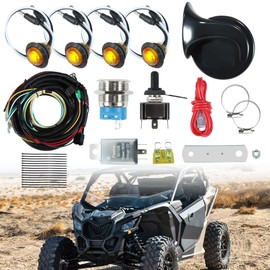 Tyranway Universal UTV Turn Signal Kit with Amber LED Blinker Wide Compatible with Polaris, Can-Am, Kawasaki, Pioneer, Golf Cart, Arctic Cat Plug and Play UTV Street Legal Kit