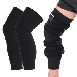 Orthomen Undersleeve for Knee Brace, 2 PCS Knee Sleeve for Under Brace Closed Patella Knee Compression Sleeve Lightweight Cotton Spandex Leg Support and Skin Protection Sleeve, Black, Small