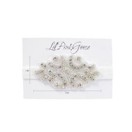Diademas de bautizo para bebés y niñas de 0 a 12 meses, color marfil y blanco para bodas (recién nacido, cristal plateado)