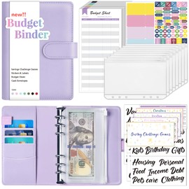 Sooez Budget Binder with Money Saving Challenge, Money Saving Binder with Cash Envelopes, Expense Sheets, Challenge Tracker & Category Labels, Envelope Savings Challenges Book for Home Office School