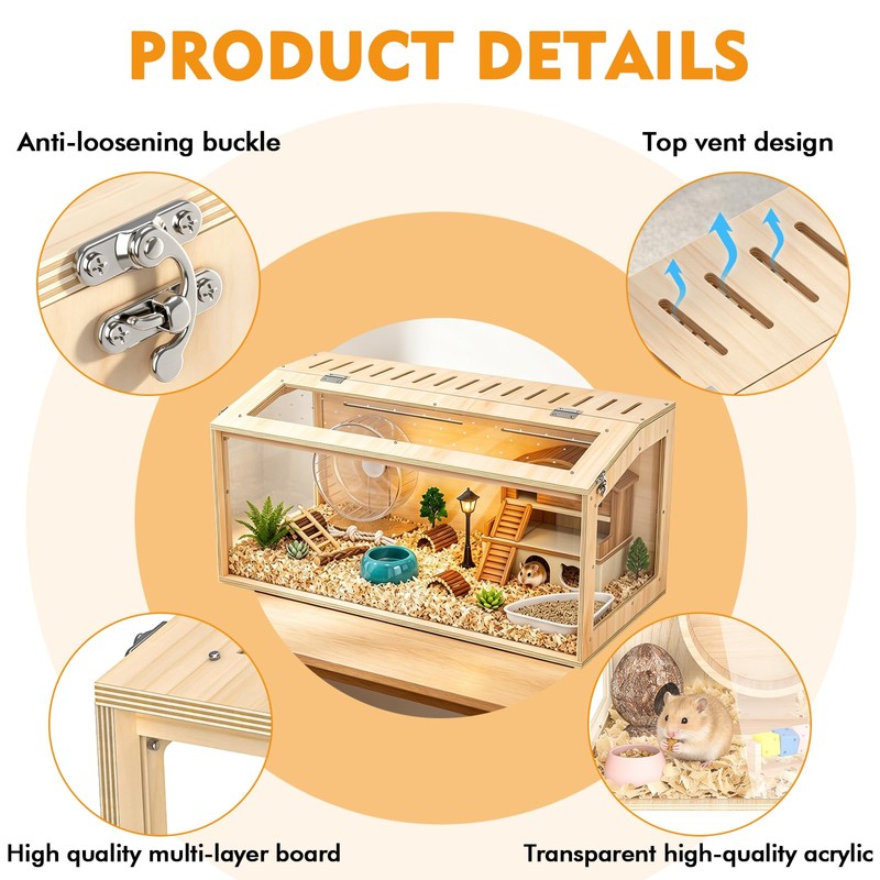 XiaZ Hamster Cage,32Inch Large Hamster Cage with Panoramic View and