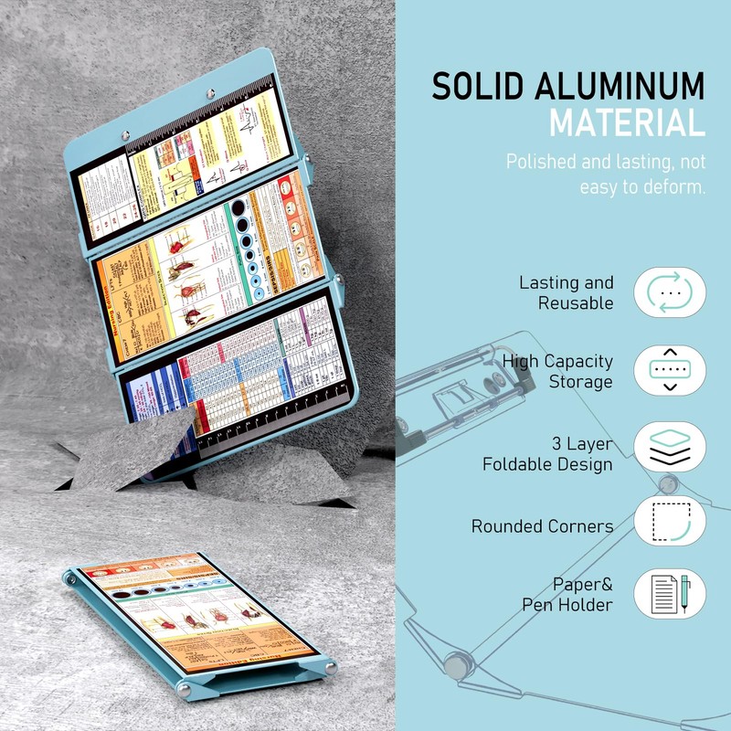 Nursing Clipboard Foldable, Foldable Clip Board w/Nursing Edition Cheat Charts,
