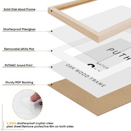 puthiac 8x8 Oak Wood Picture Frame - 8 x 8 Photo Frame, 8x 8 Picture Frame Wood, Natural Solid Wooden Picture Frames for Wall Art Photo and Prints(1 Pack, Beige)