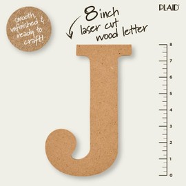 Plaid Wood Unfinished Letter, 8" Wooden Surface Perfect for DIY Arts and Crafts Projects, 63589