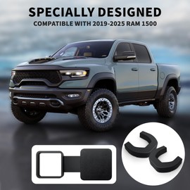Molosicars Towing Hook Cover for RAM 1500 Accessories 2019-2025, Paired with Customized 2-Inch Trailer Hitch Receiver Cover, not Easy to Fall Off (Black-Black)