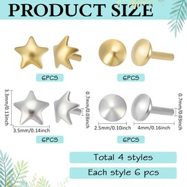 CRAFTYMELODY Pack of 24 Beads End Caps 4 Style 925 Sterling Silver Beads Plugs Bead Hole Plug Head Pin No Hole Bail Peg Pinch Bail Cup Bead