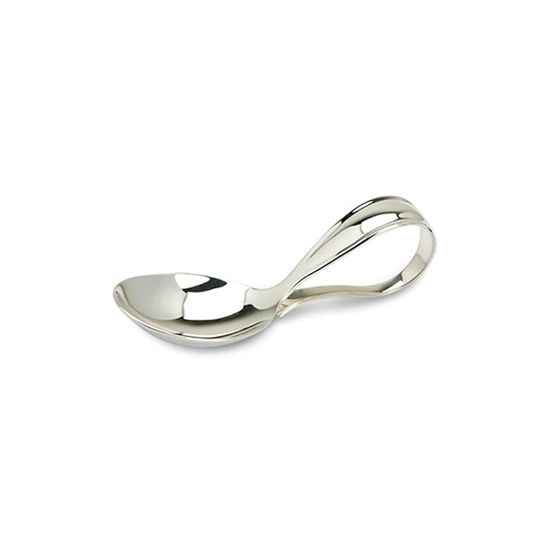 Krysaliis Sterling Silver Bent Curved Baby Feeding Spoon - Premium