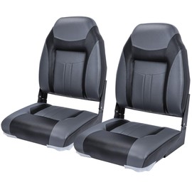 NESHULT Premium Marine A Pair of High Back Folding Boat Seat, Fishing Marine Seats with Stainless Steel Screws, Charcoal/Black(2 Seats)