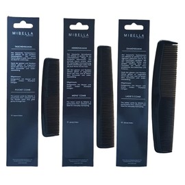 Mibella Haarkamm-Set, 3-teilig, Damen-, Herren- und Taschenkamm, Schwarz, Professionelle Haarpflege